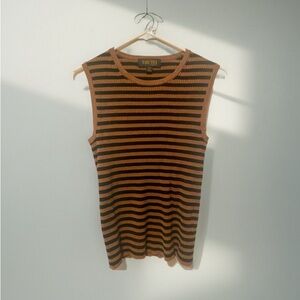 Truth Black and Tan Striped Ribbed Sleeveless Top